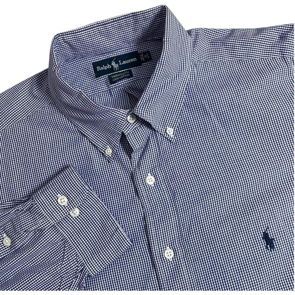 Ralph Lauren Mens 18 Yarmouth Purple Micro Check Long Sleeve Button Down Shirt